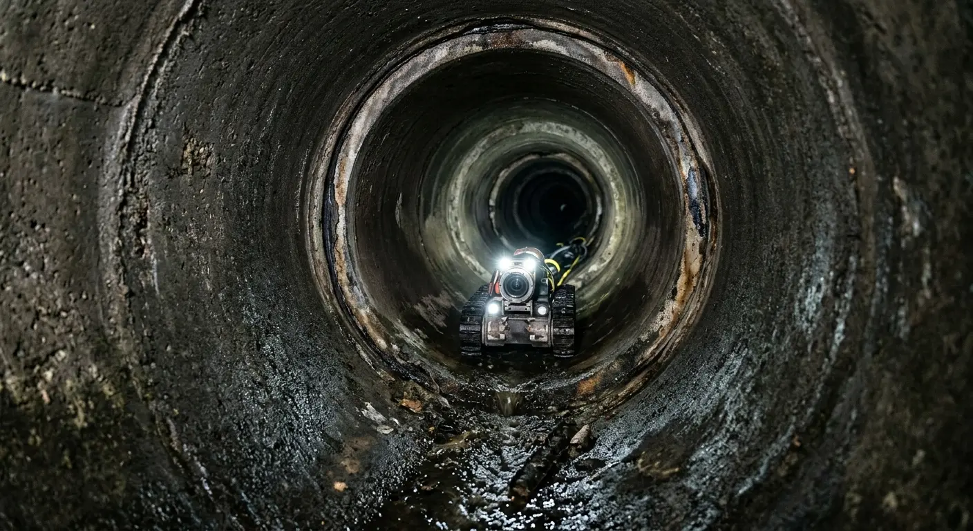 Robotic sewer camera inspecting pipe interior for Sewer Line Repair in Hilliard